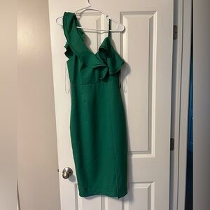 Hello Sunshine Green Ruffled Bodycon Midi Dress